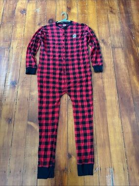 Lazy One Bear Cheeks Red and Black Adult Flapjack Onesie size XL
